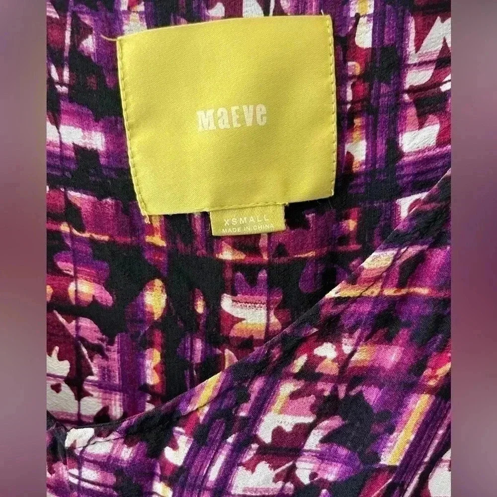 Maeve Anthropologie Petal Palette Tunic Dress XS Purple Pink Pockets - Picture 3 of 7